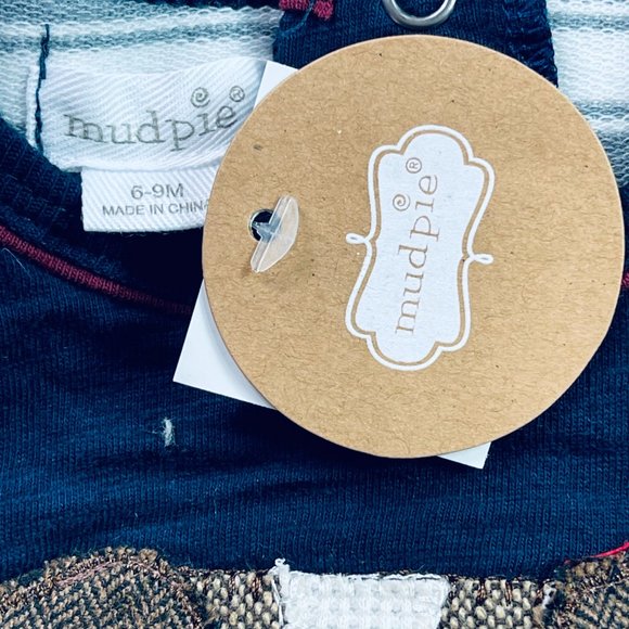 NWT Mudpie Boys 6-9m Layered bodysuit Bulldog - Picture 2 of 4